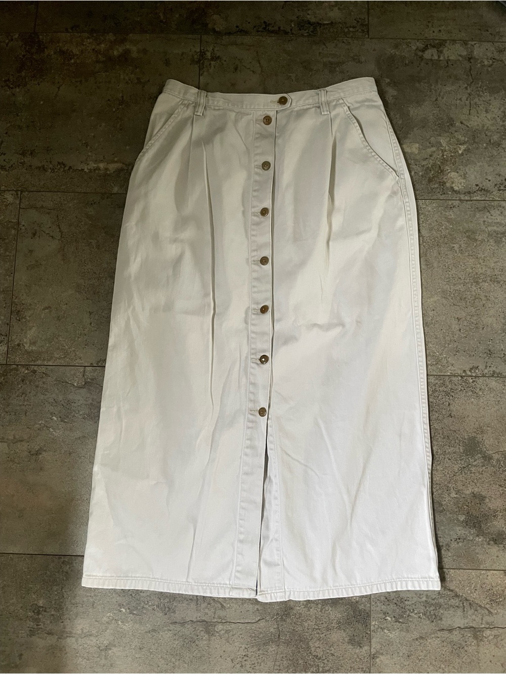 Vintage Eddie Bauer White Button-Front Maxi Skirt size 12 100% cotton